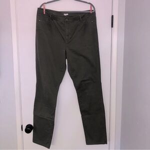 J. Jill Live In Green Mid Rise Chino Pants Sz 16 Stretch Tapered Pockets Casual